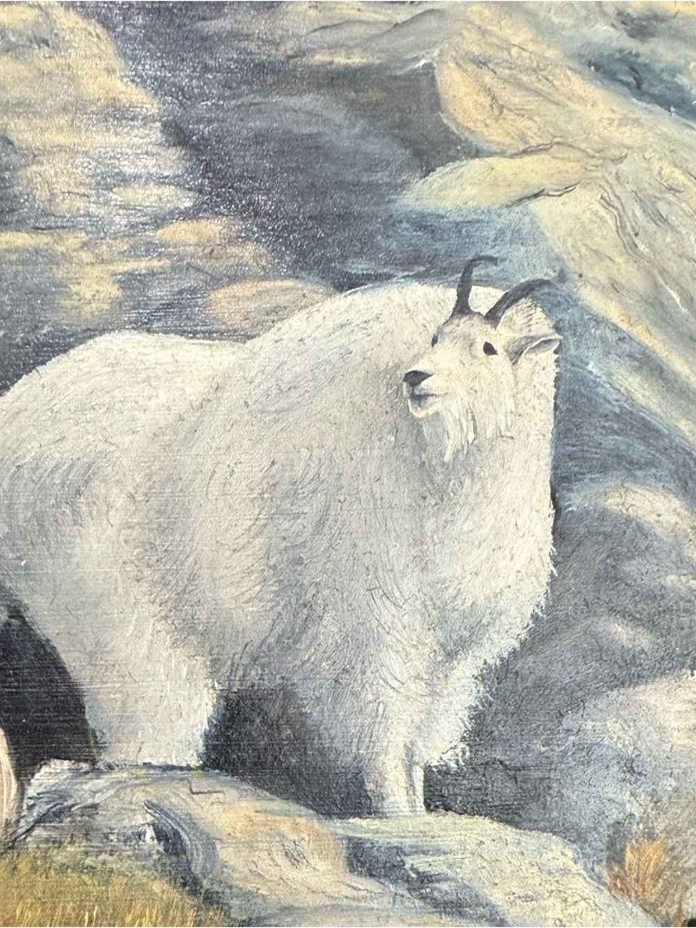 Vintage Hand Painted by Shirley Cox Mountain Goats Acrylic Painting on Saw Blade - Picture 8 of 11